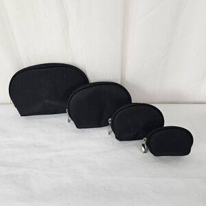 NWT Lanza Nesting Storage Cosmetic Pouches Black Nylon Set Of 4